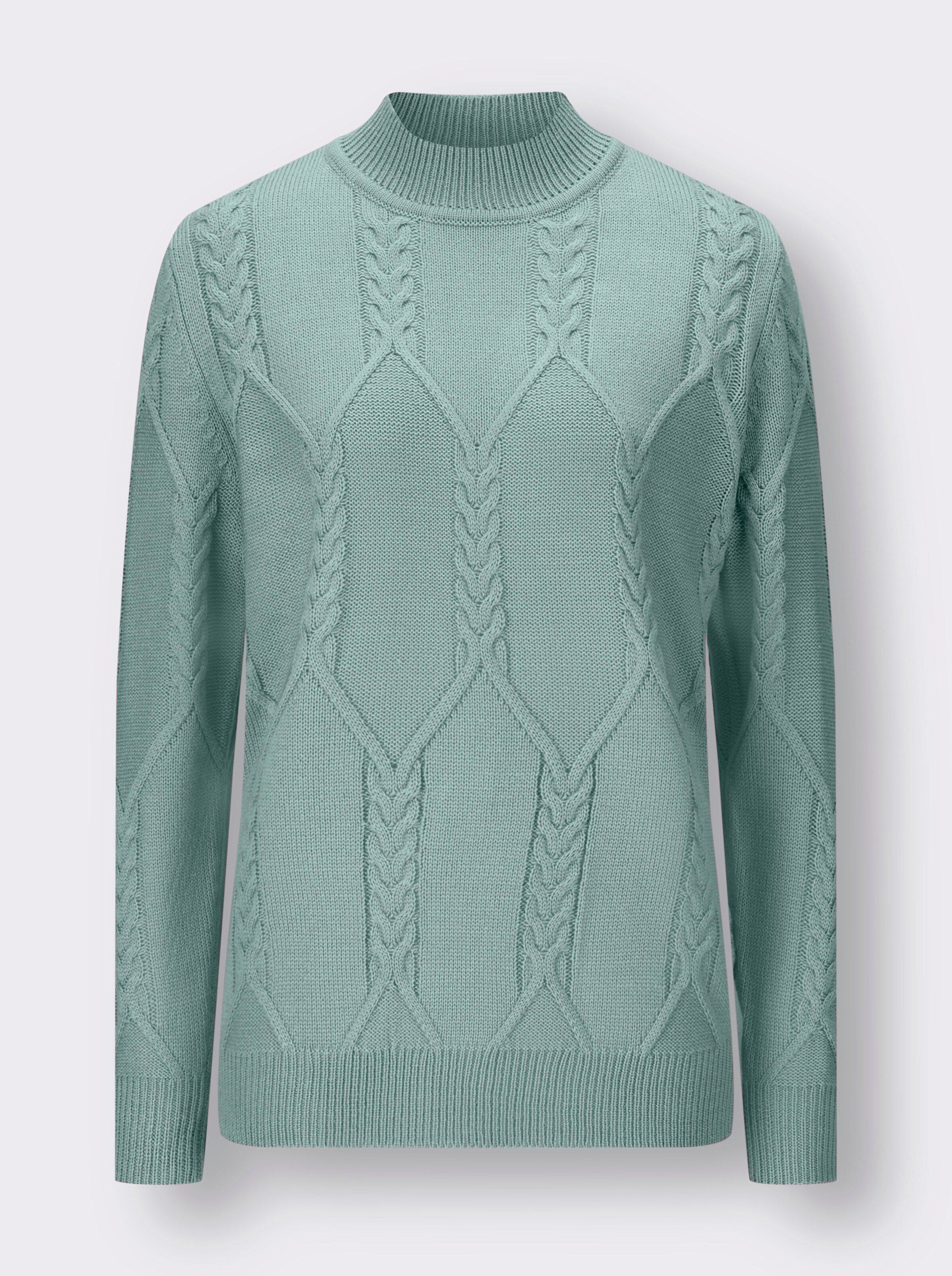 Langarm-Pullover mit Zopfmuster