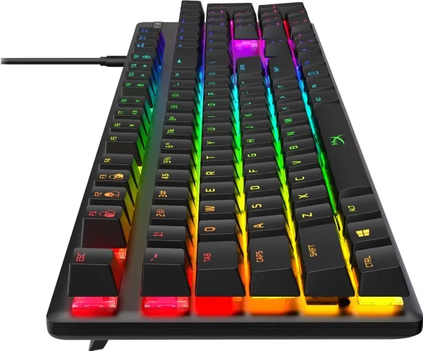 HyperX Alloy Origins - Tastatur - bagbelyst - USB-C - QWERTY - USA - tastkontakt: HyperX Red - sort