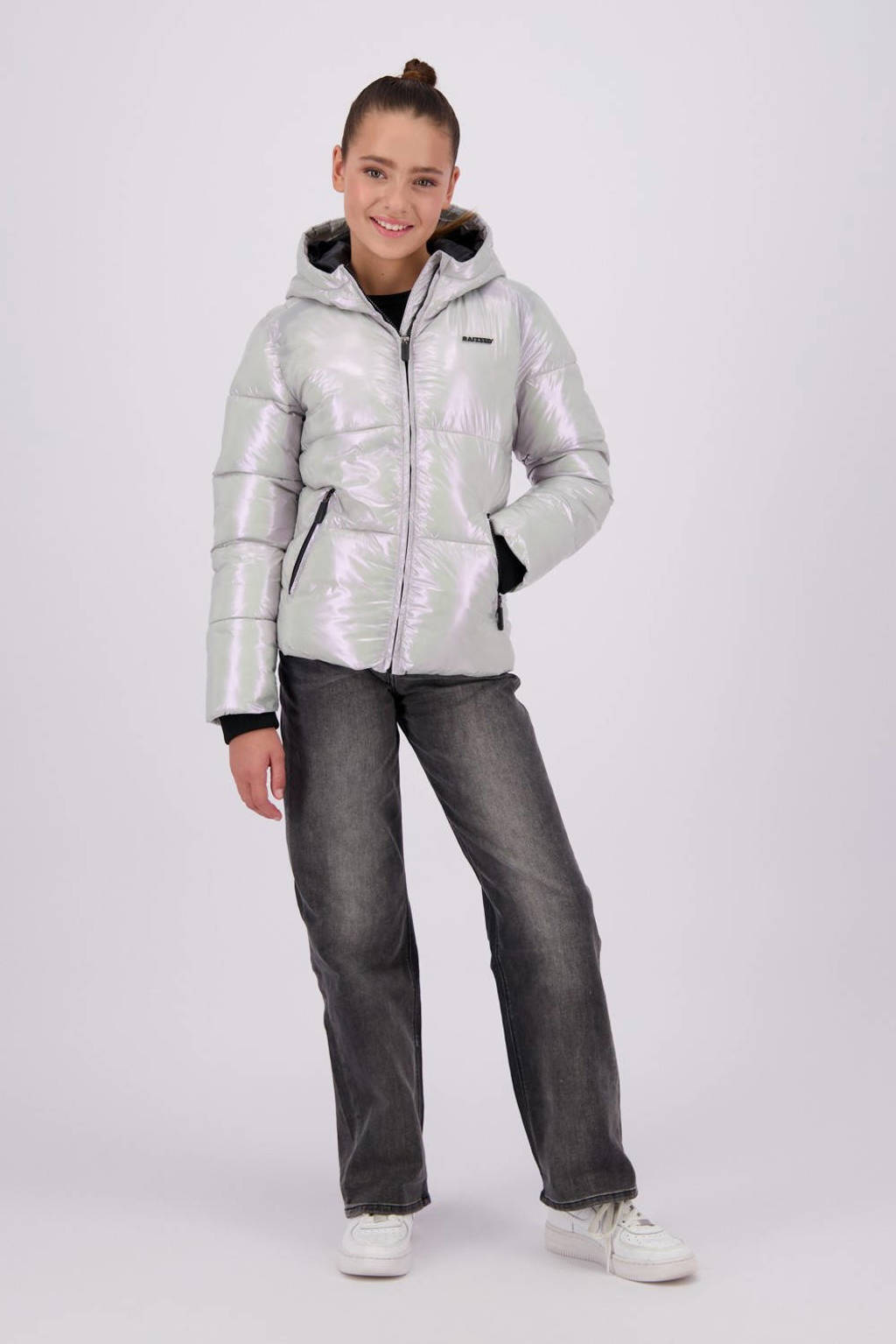 Raizzed gewatteerde winterjas Marly zilver metallic