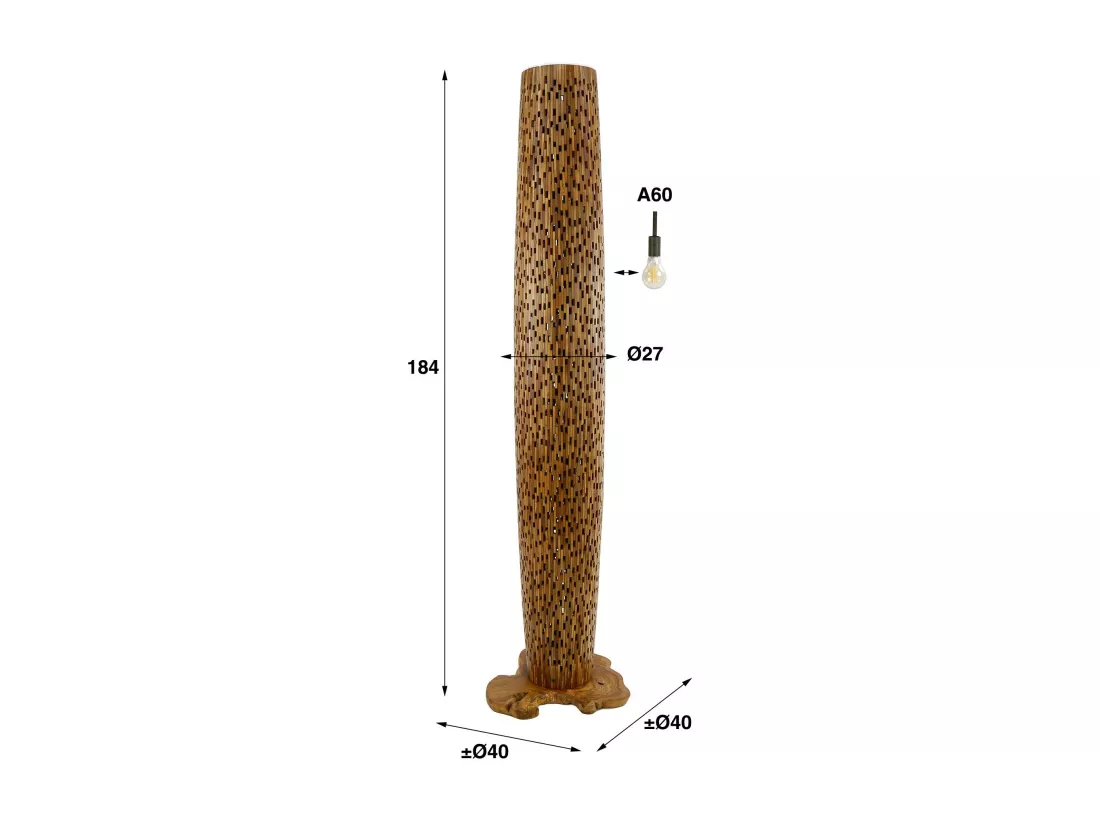 Lampadaire en bois de teck recyclé 184 cm JAVA