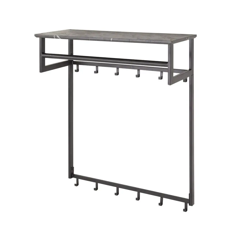 Kapstok - Zwart Metaal - 80x30x24cm - 12-Haken - Roede