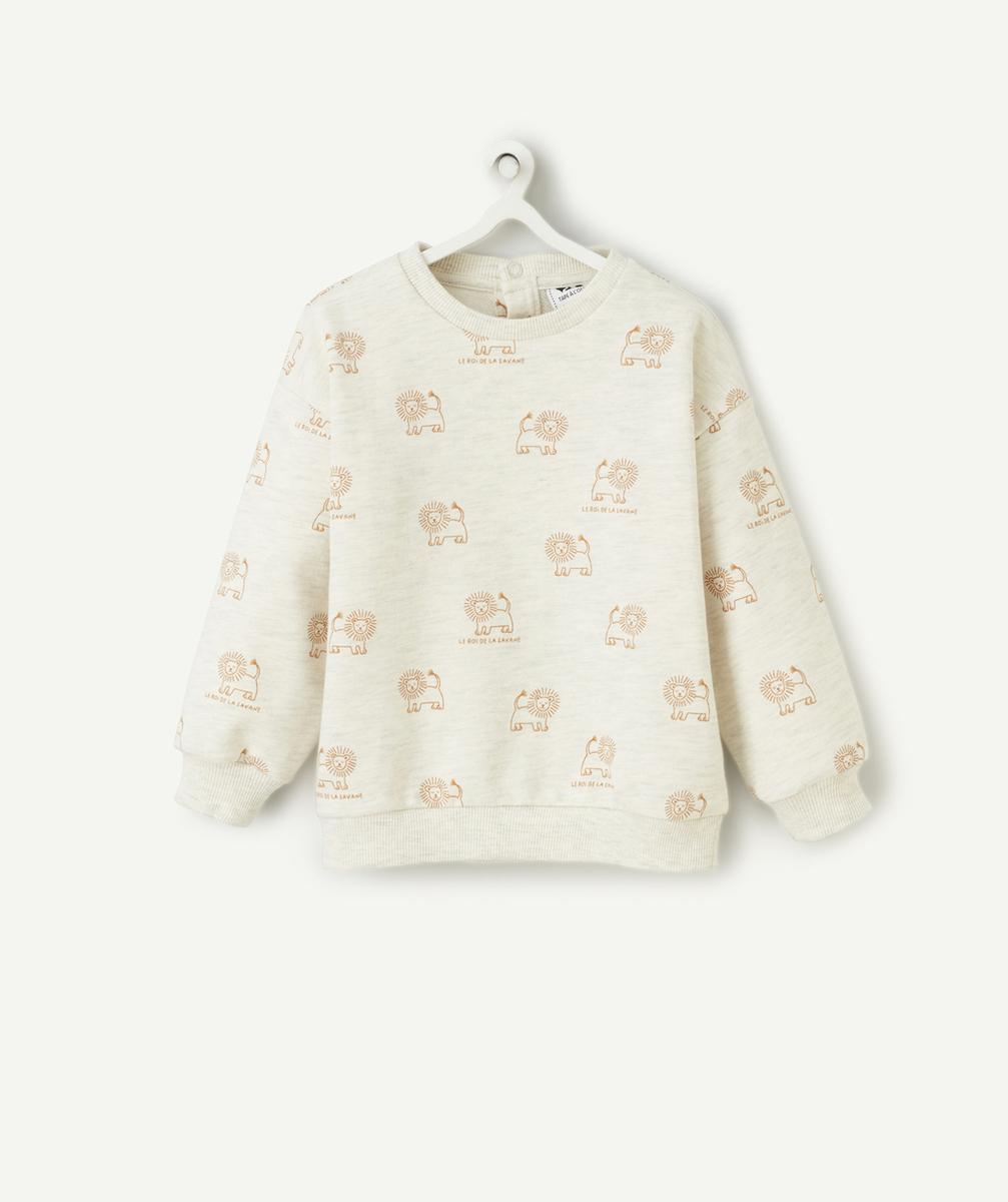 SWEAT MANCHES LONGUES BÉBÉ GARÇON EN COTON BIO GRIS THÈME LION