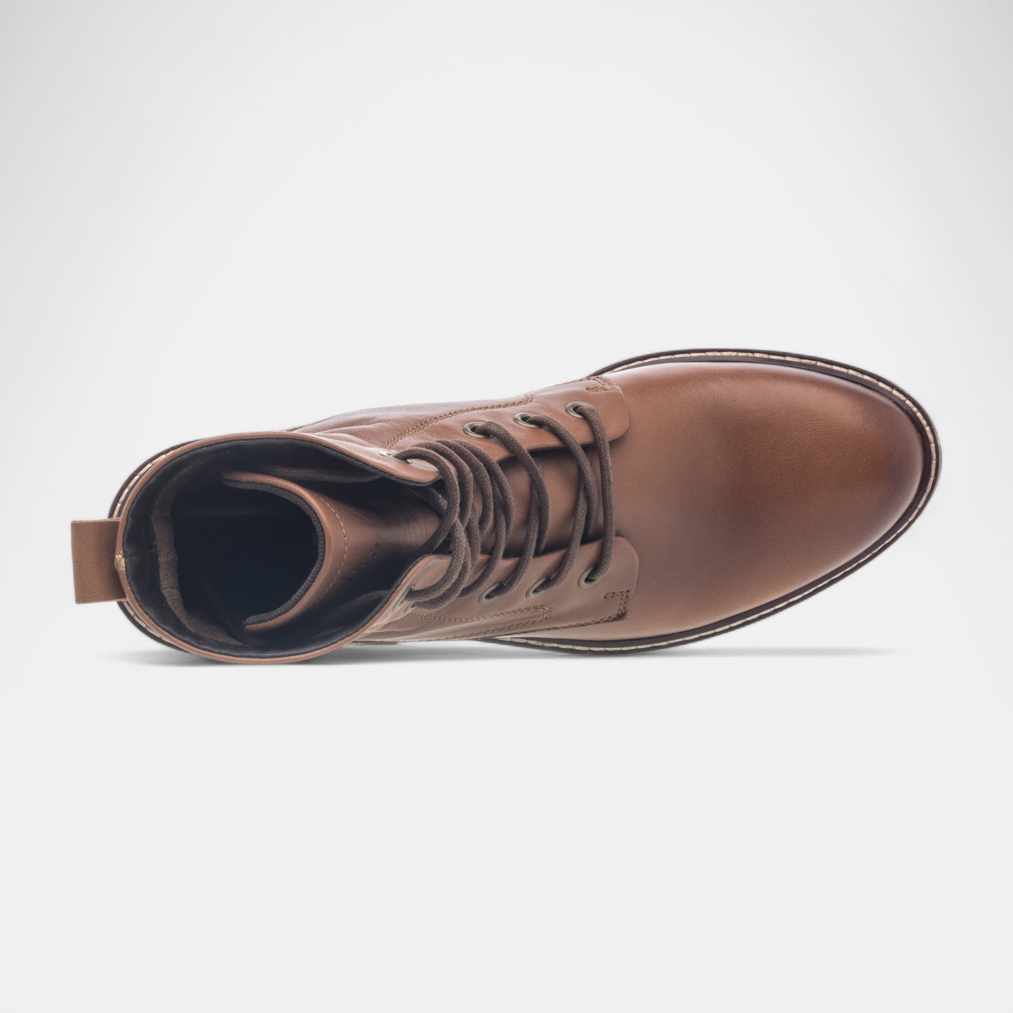 Bottines à lacets Femme en cuir cognac