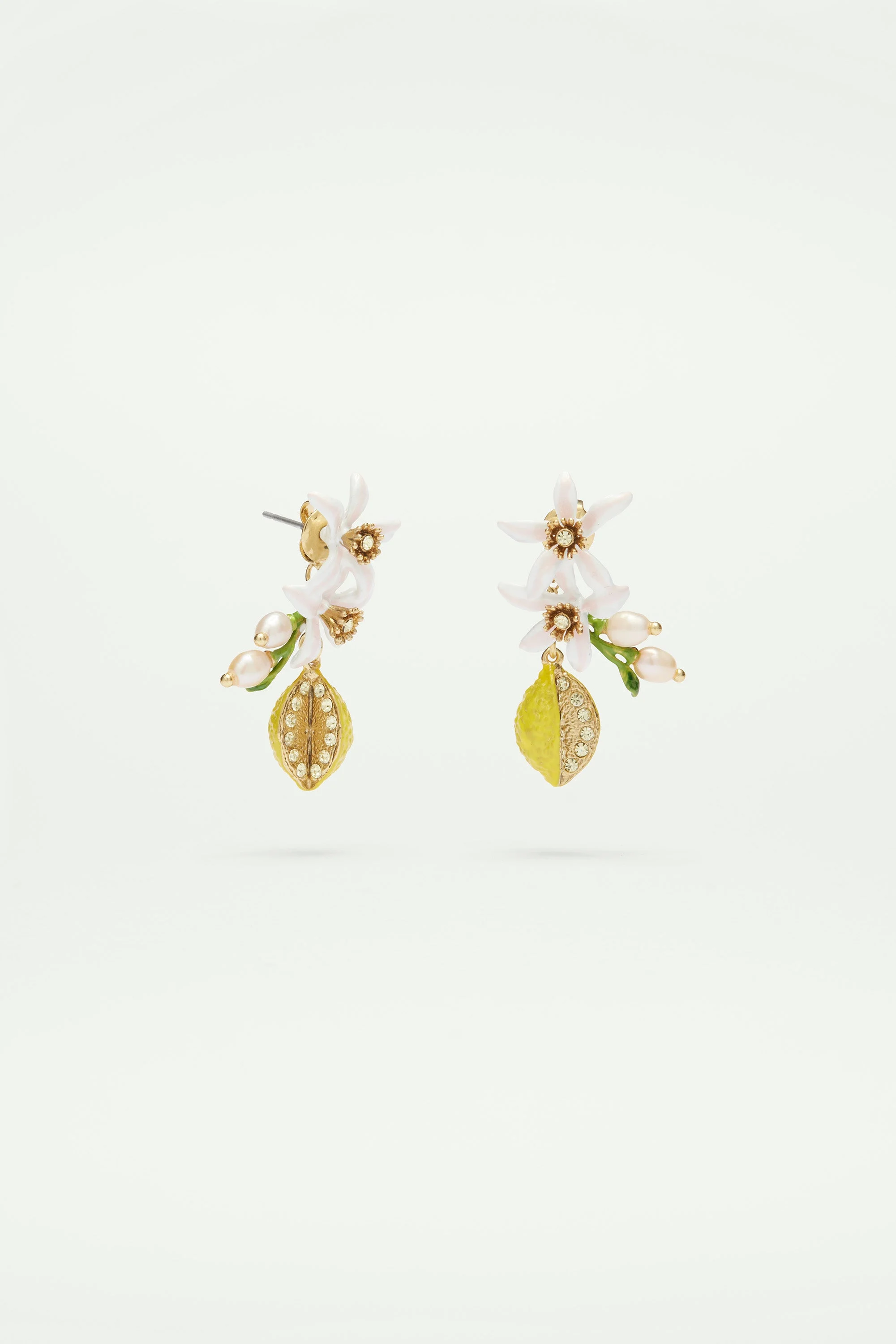 Boucles d'oreilles demi citron et fleurs de citronnier | Jaune