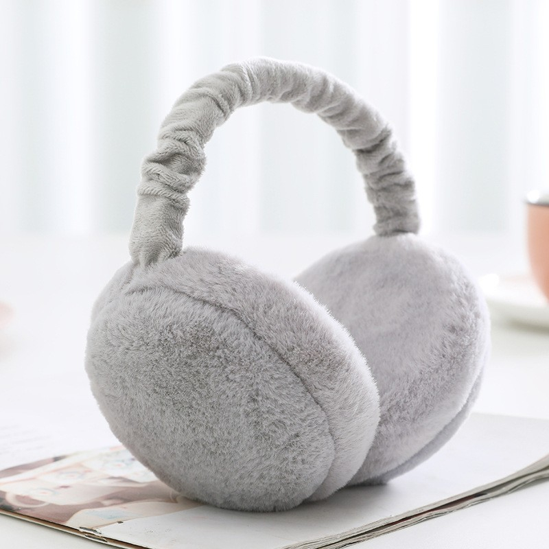 Weiche Plüsch Ohrenwärmer Winter Ohrenschützer Accessoire (One Size) - Grau