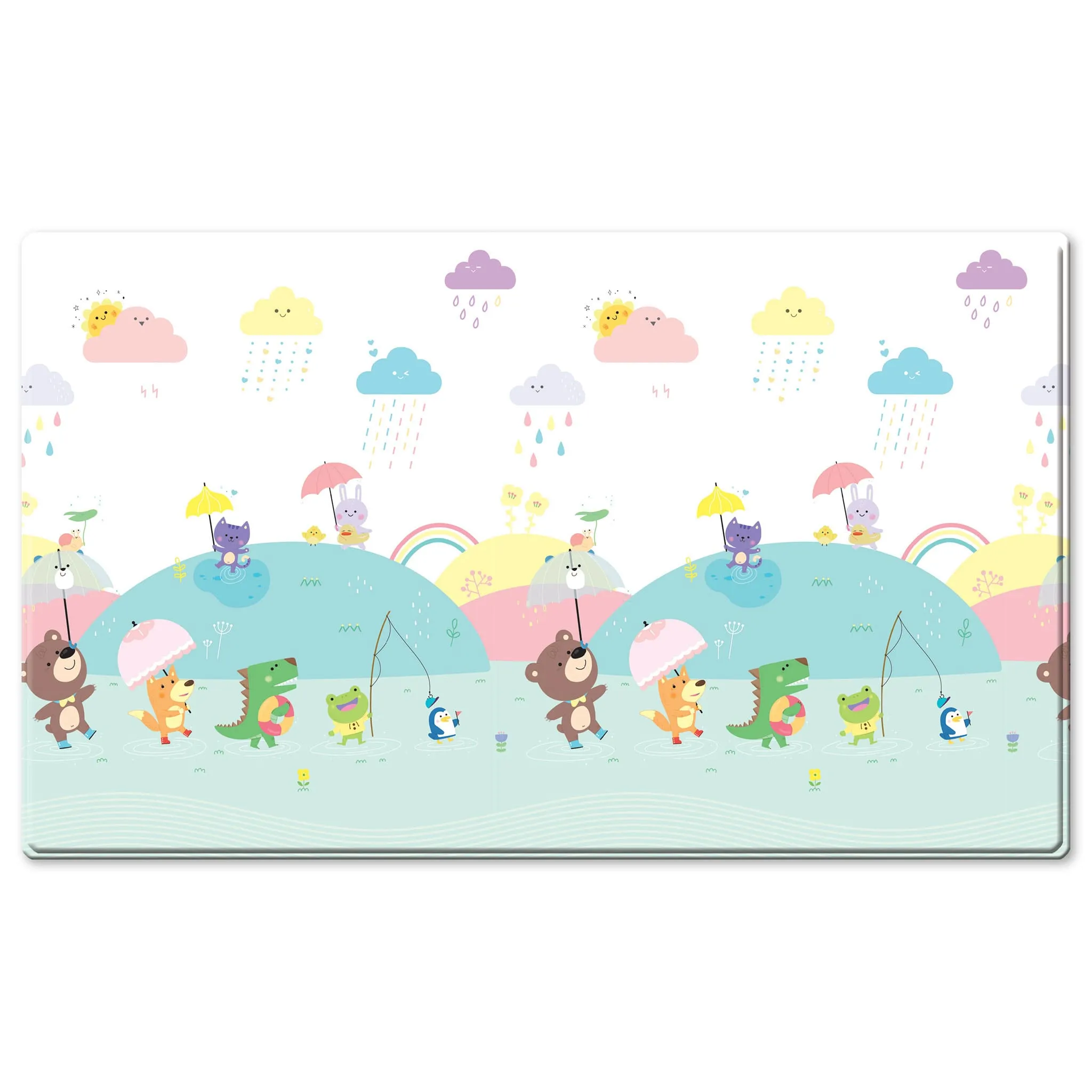 Baby Care Tapis de Jeux Réversible Grand - Jours de Pluie