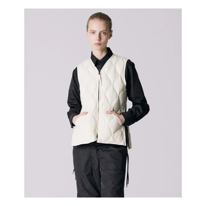 Taion Veste Zippée Sans Manches Military Unisexe Nylon | Ecru