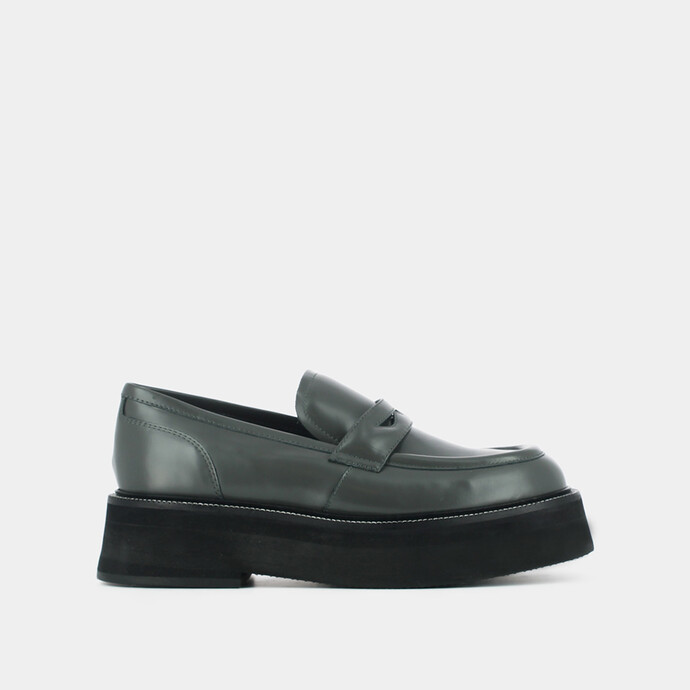 Mocassins à plateformes  en cuir glacé gris