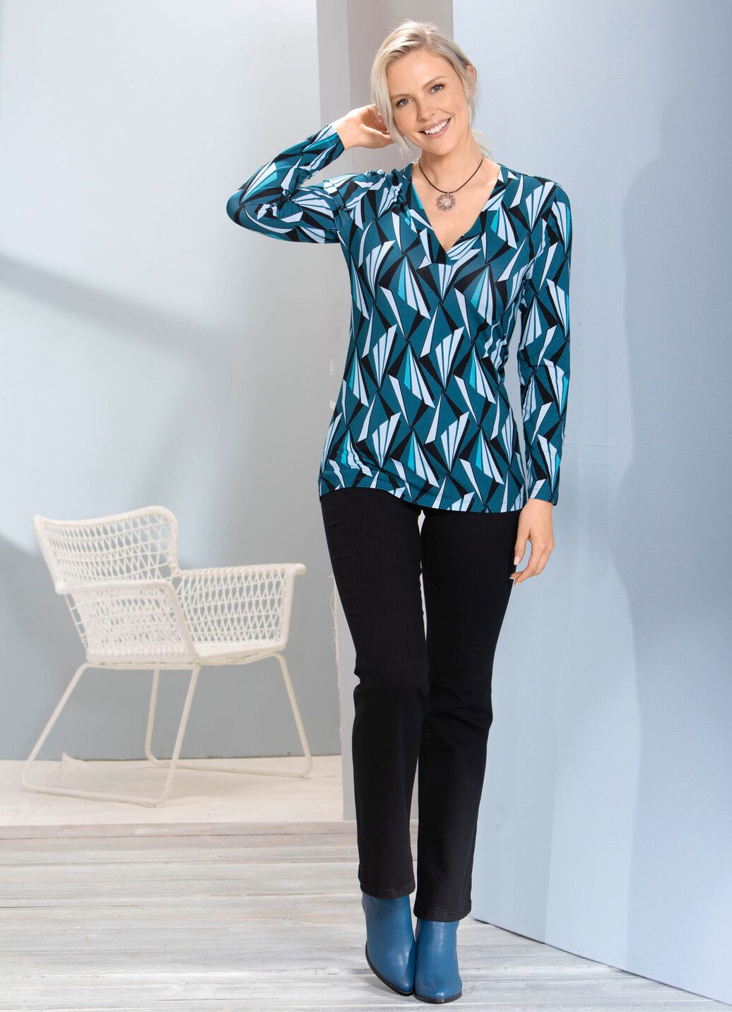 Allover gemustertes Shirt in 2 Farben