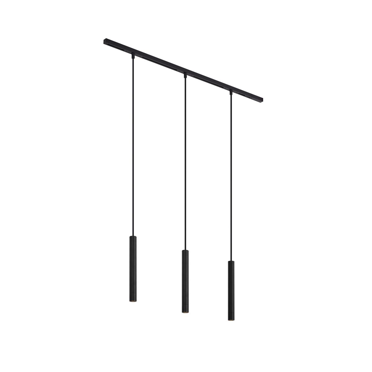 Modern railsysteem met 3 hanglampen zwart 1-fase - Slimline Keno