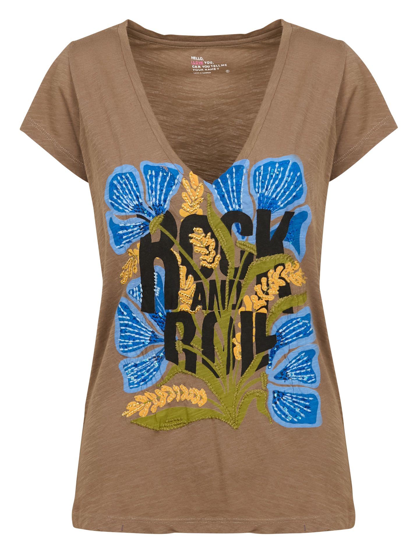TONTON - Tee-shirt droite col V à imprimé en coton bio | Multicolore
