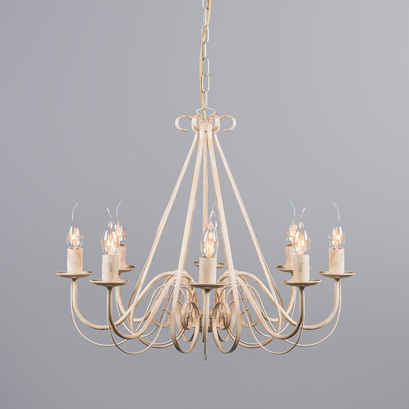 Kroonluchter crème 60 cm met taupe klemkappen - Giuseppe