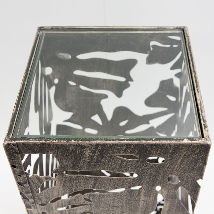 Gildenzuil, hoogte 70 cm, breedte 27 cm, bronskleurig, glas, metaal