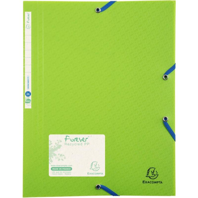 Chemise 3 rabats à élastiques polypropylène 7/10e Forever PP - A4 - Vert anis