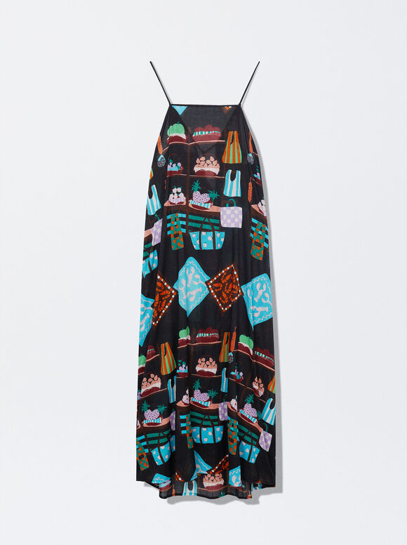 Vestido de algodão estampado - Multicolorido