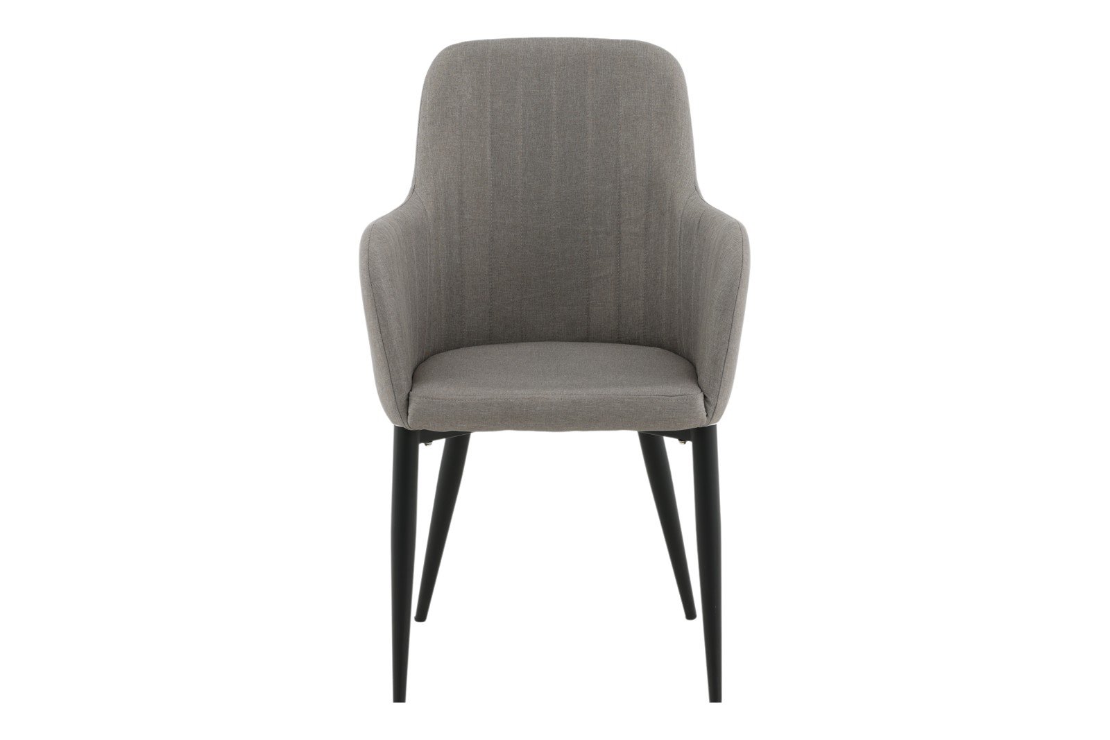 Comfort Spisestol. Sett av 2. Sett av 2. Med arm. Grå tekstil med sortlakkerte ben.