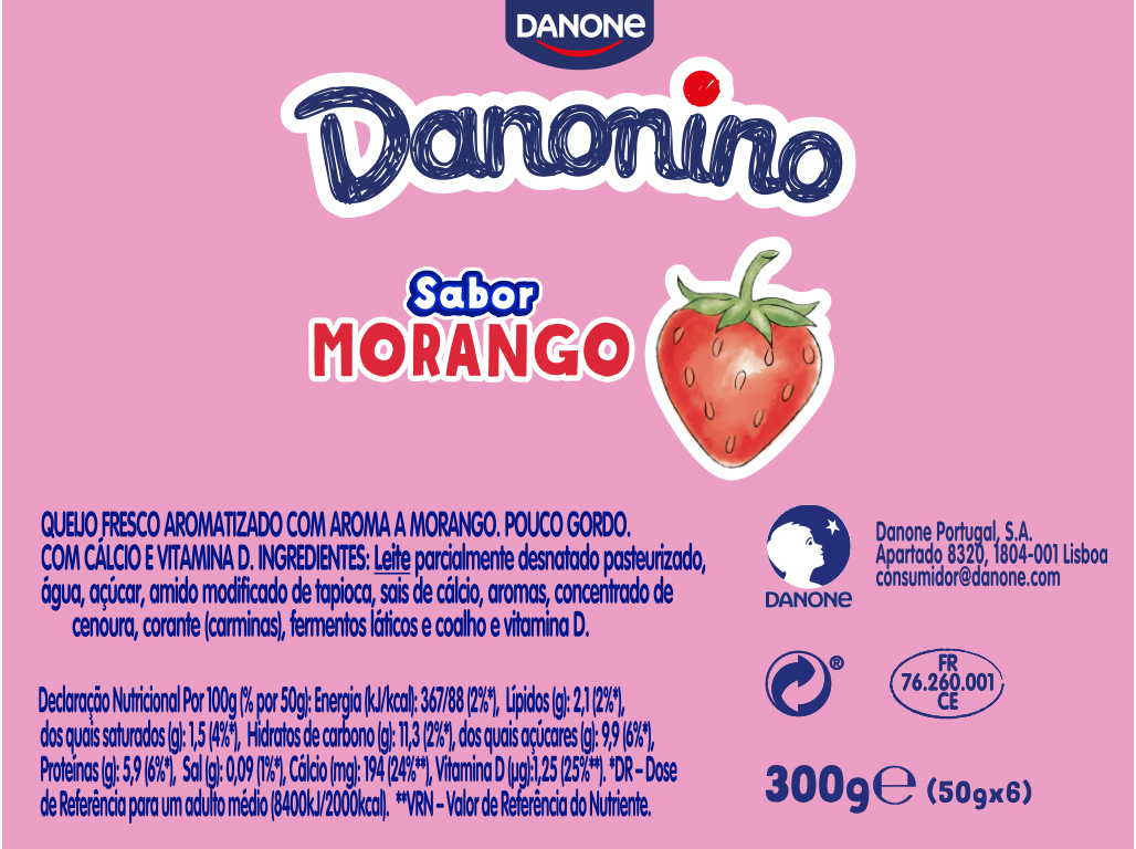 IOGURTE DANONINO PETIT MORANGO 6X50G