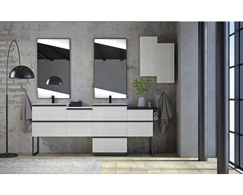 LED badkamerspiegel Qube 60x110 cm zwart
