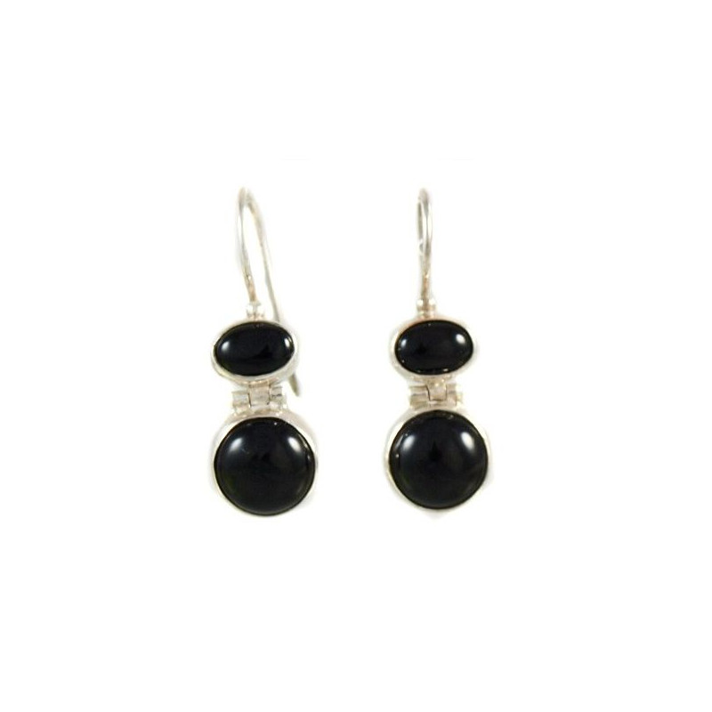 Boucles d'oreille agate noire