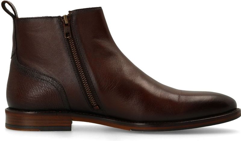 Manfield - Leren Enkelboots - Bruin - Enkellaarsjes