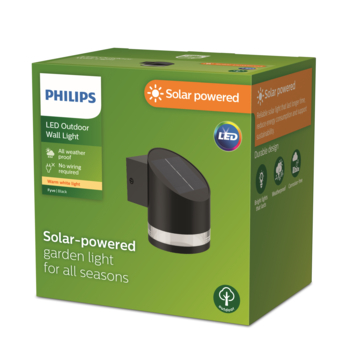 Philips solar wandlamp Fyve zwart