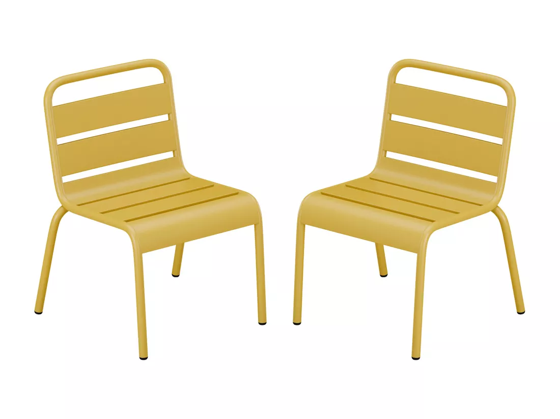Lot de 2 chaises de jardin empilables pour enfants en métal - Jaune moutarde - POPAYAN de MYLIA