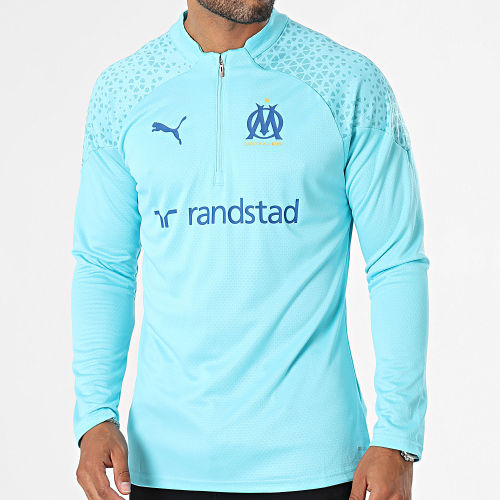 Sweat Col Zippé OM Training 771917 Bleu Clair