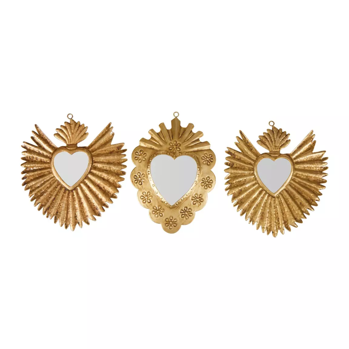 Lot de 3 miroirs en métal (H20 cm) Exvoto Or