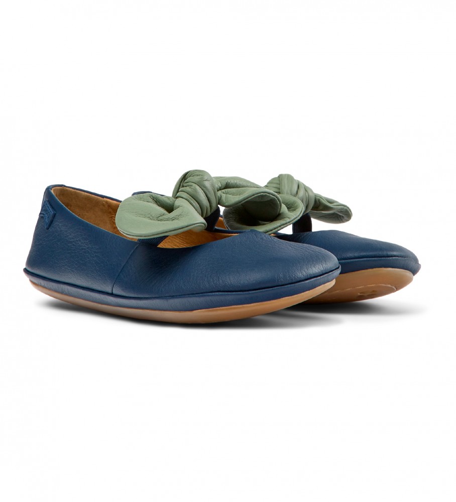 Sapatilhas de Ballet Camper Right em Couro Azul Marinho
