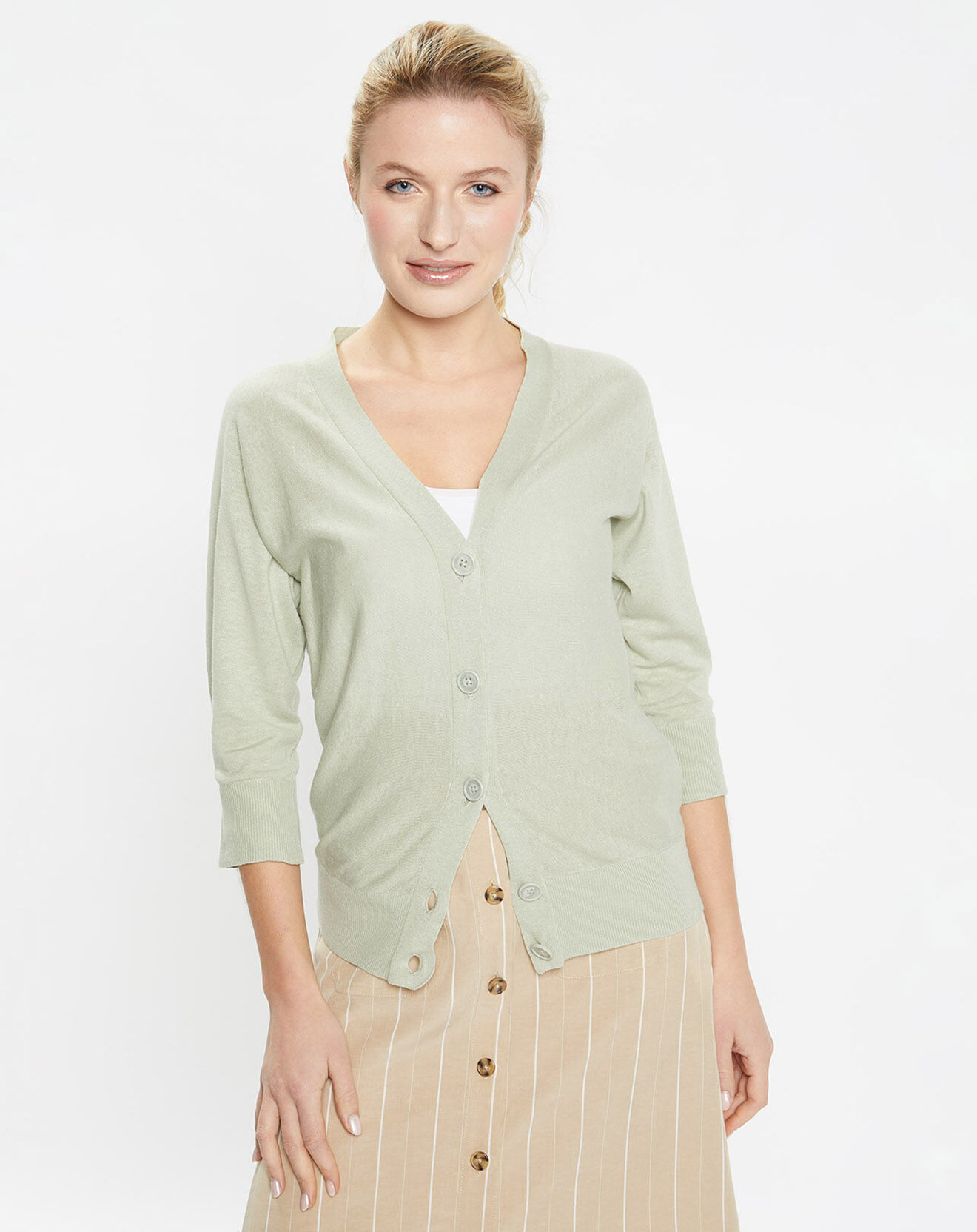 Jodhpur Gilet droit en Lin & Coton Mimosa vert