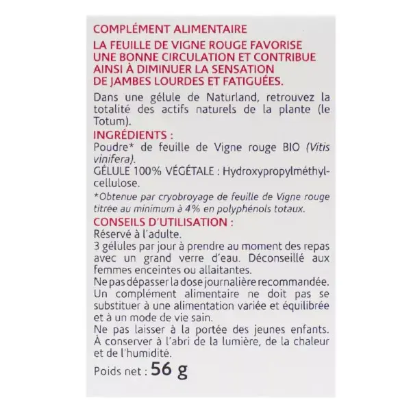 Naturland Suco de Videira Vermelha Orgânico - 150 cápsulas vegetais