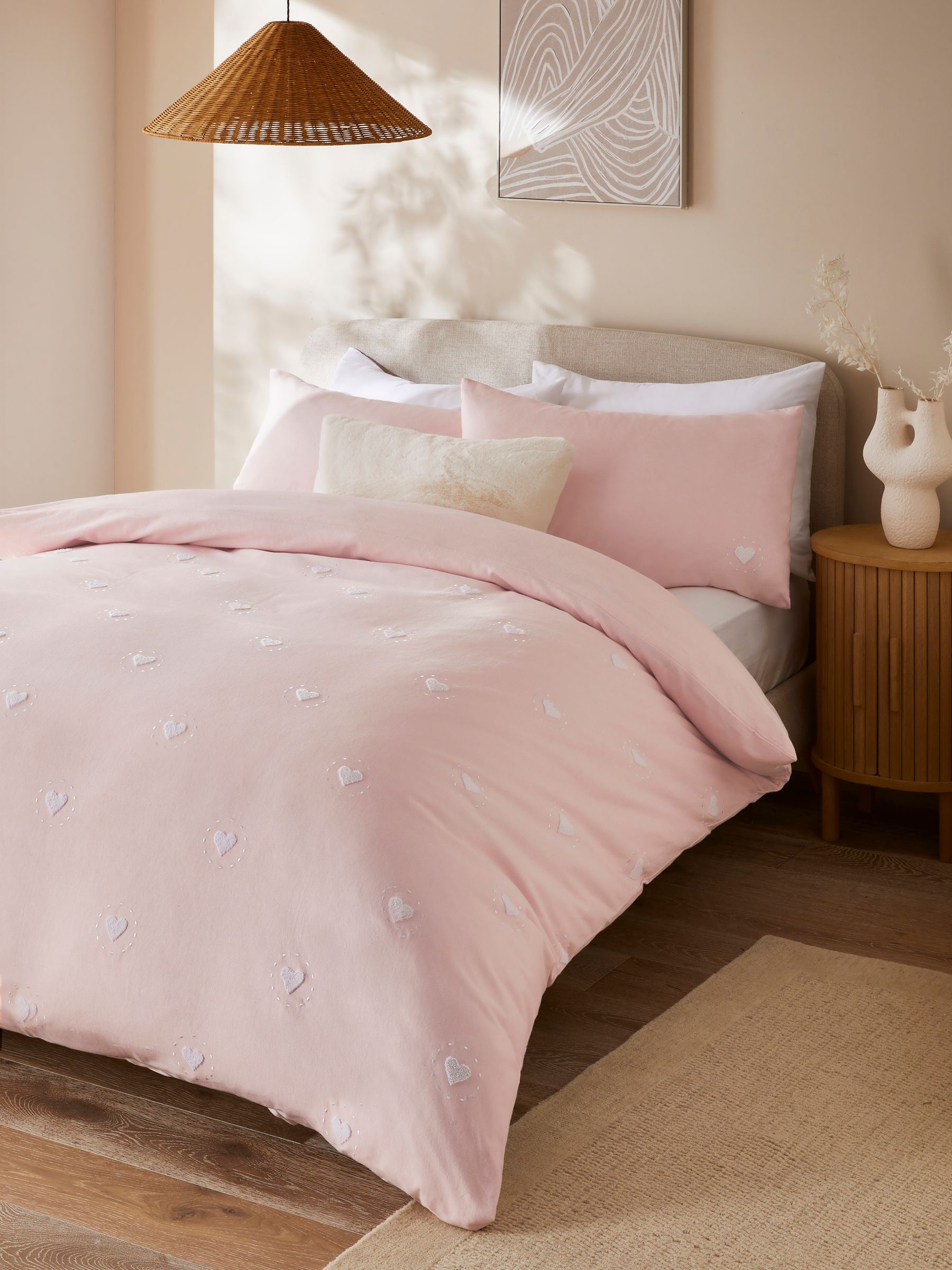 Tufted Heart Supersoft 100% Brushed Cotton Duvet Cover and Pillowcase Set