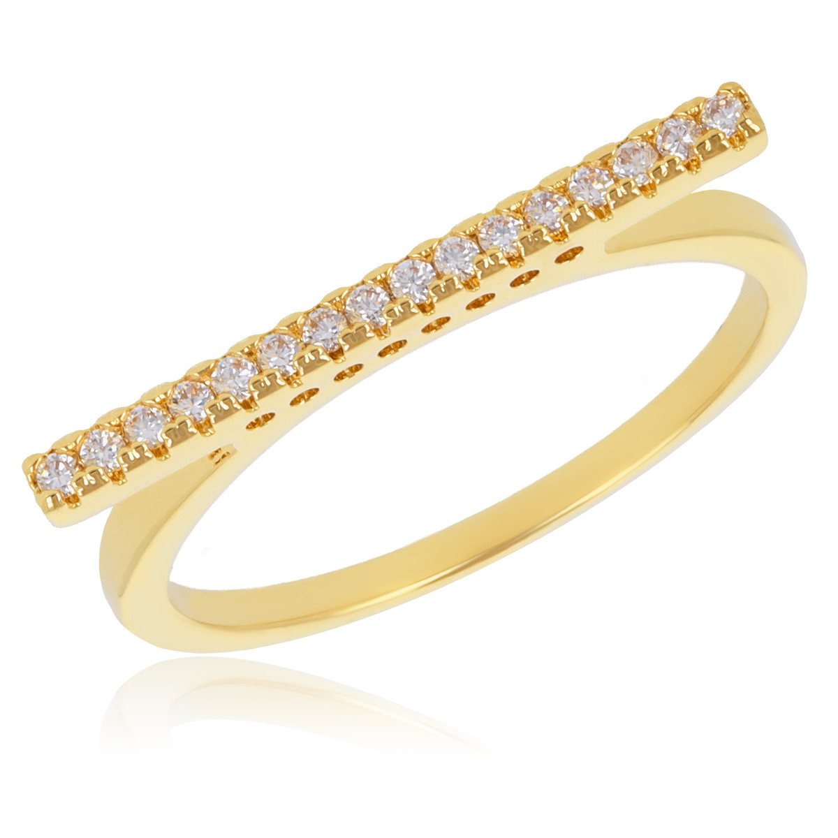Bague plaqué or baguette un rang avec cubic zirconia