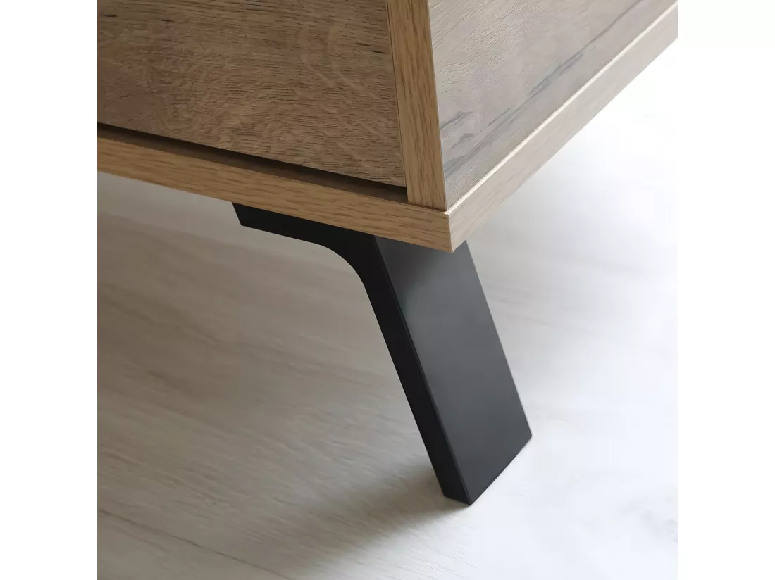 Commode coloris chêne doré / imitation marbre - Hauteur 120 x Longueur 74 x Profondeur 40 cm