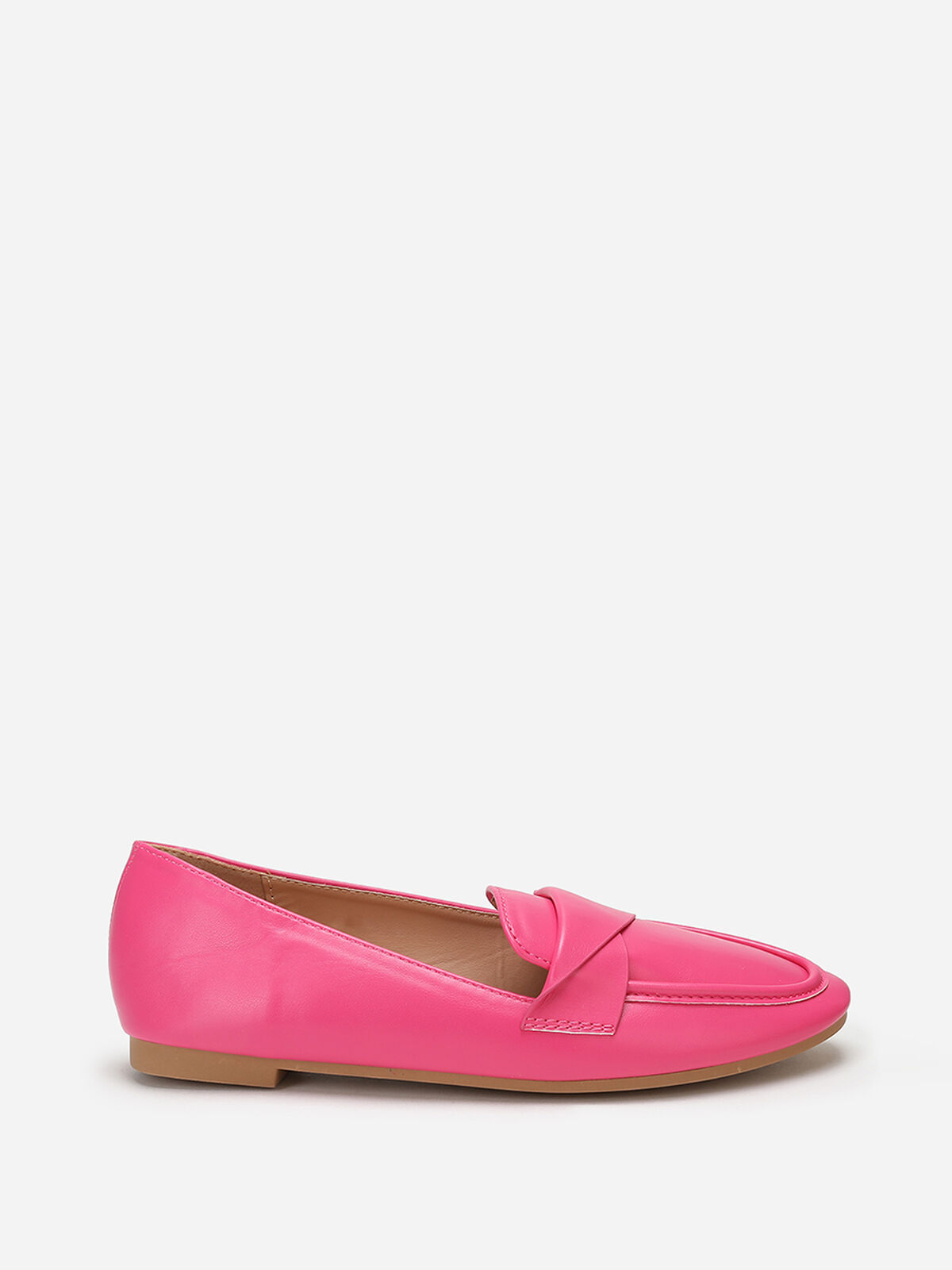 Mocassins simili à bride torsadée- Rose bonbon