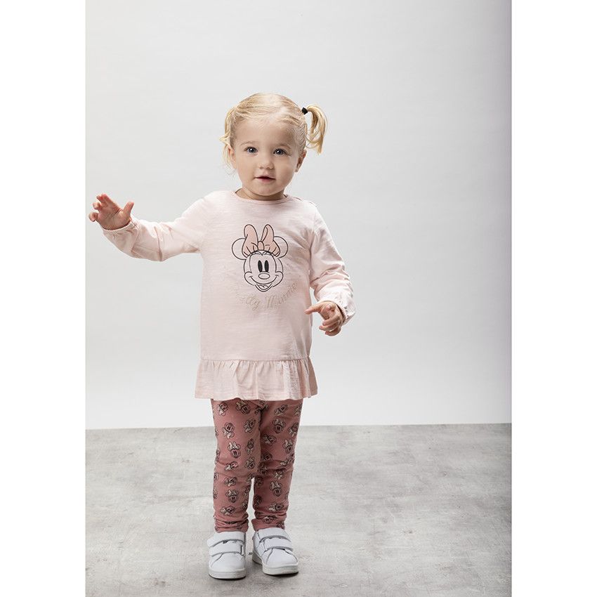 Ensemble avec tunique print Minnie Disney et legging imprimé all-over - Rose