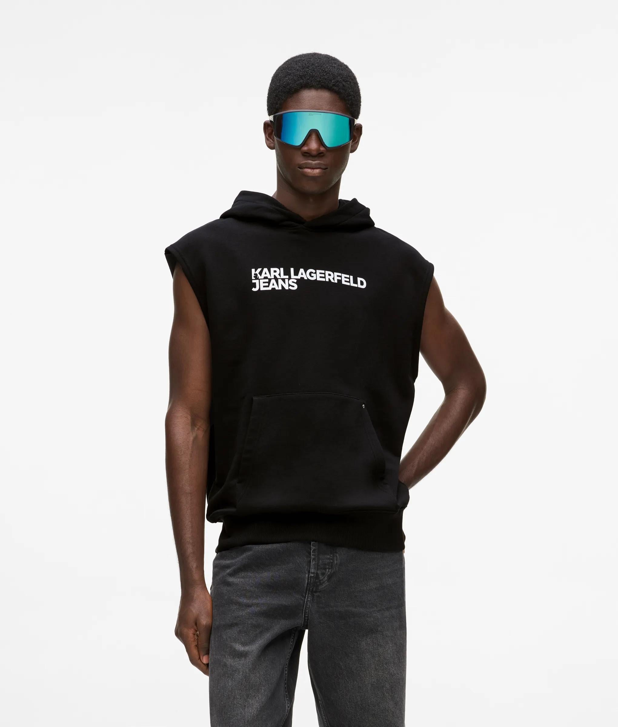 Mouwloze hoodie met logo
