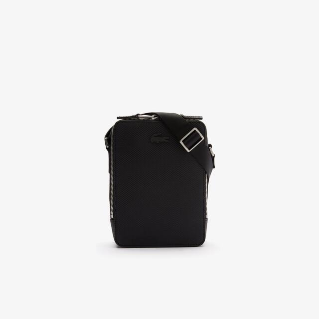 Sacoche zippée verticale unisexe Chantaco en cuir piqué mat Sacoches & Pochettes - Noir - Lacoste - Unisex