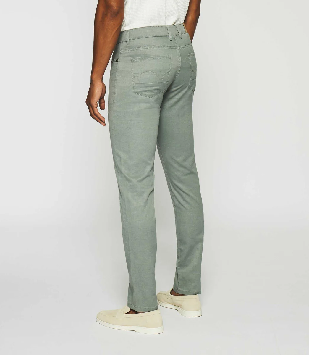 Pantalon slim kaki 5 poches en coton lin PASTEL