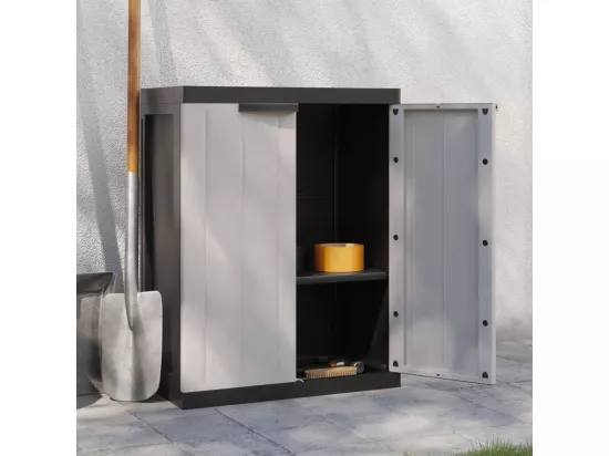 Armoire de rangement d'extérieur gris et noir 65x37x85 cm PP