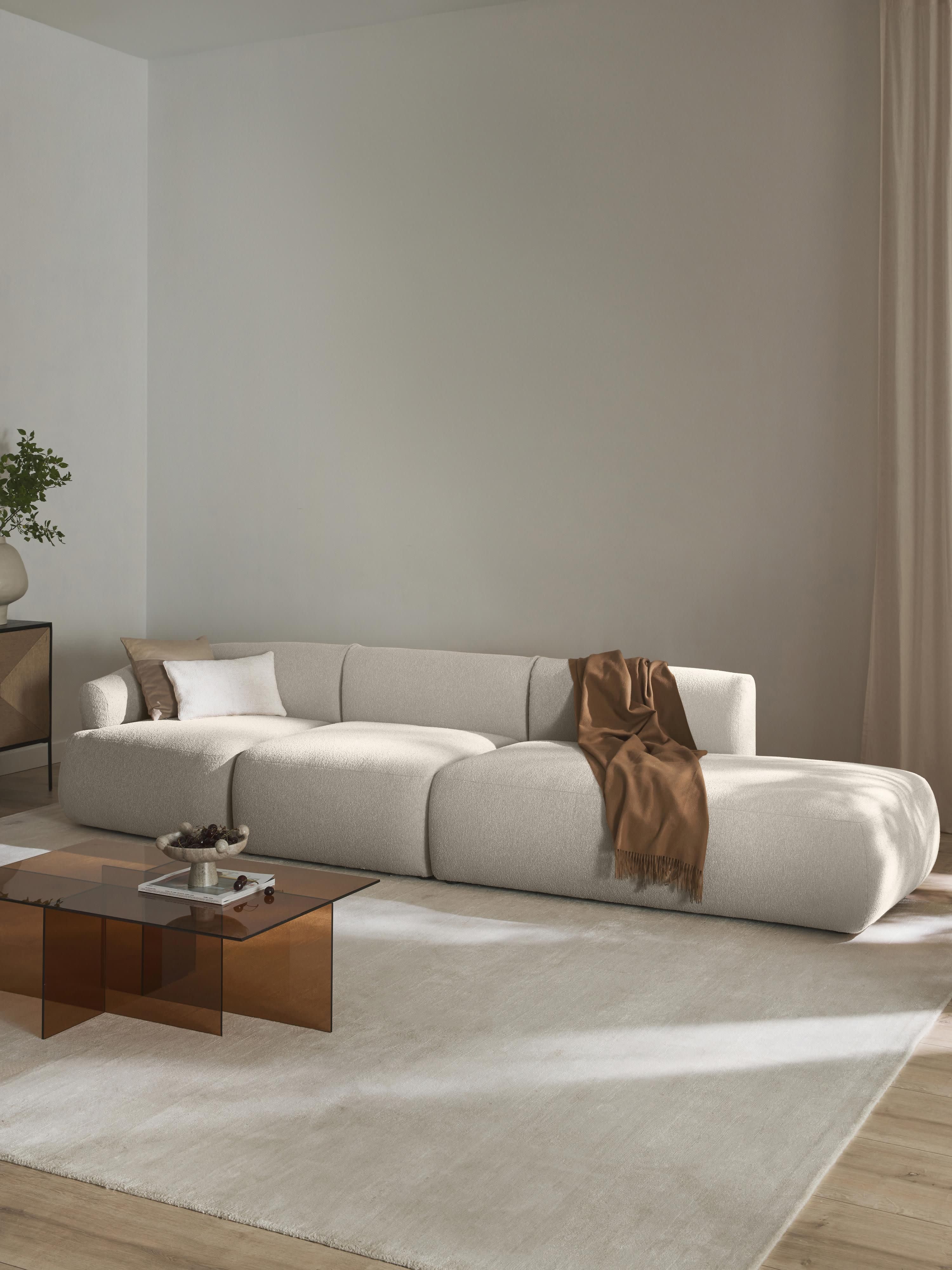 Modulaire XL chaise longue Sofia van bouclé stof