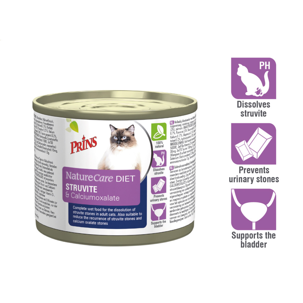 6x Prins NatureCare Diet Kattenvoer Nat Struvite & Calciumoxalate200 gr