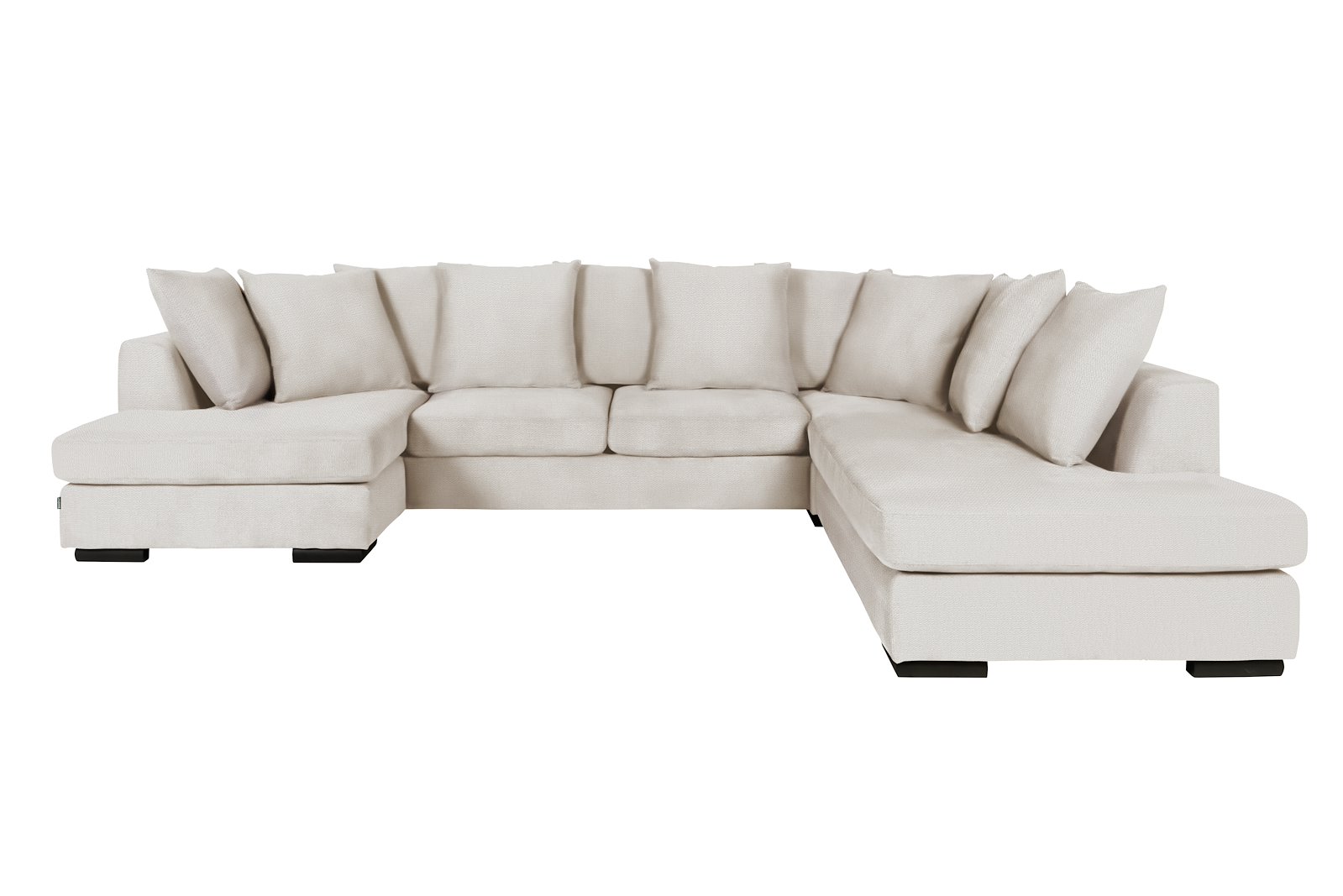 Paso Doble Night U-sofa Divan høyre, 2-seter og Åpen ende venstre, hjørne,. I tekstil Mito Pearl, EU komfort med sort treben 5cm, Promotion 1