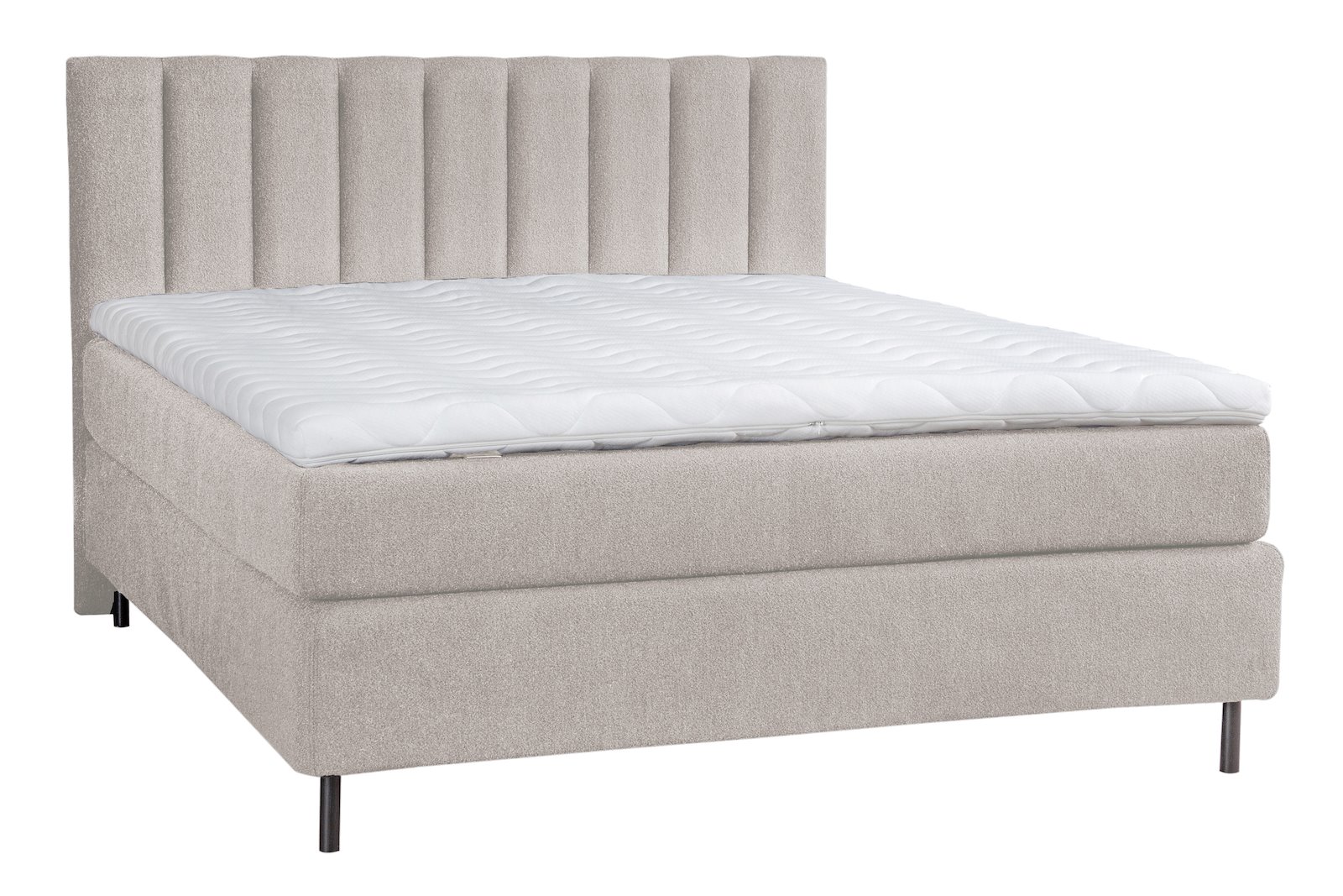Premium 14 kontinentalseng Tekstil Storm 09 beige, medium/medium, XOV Premium 14 overmadrass og runde sorte ben 15 cm