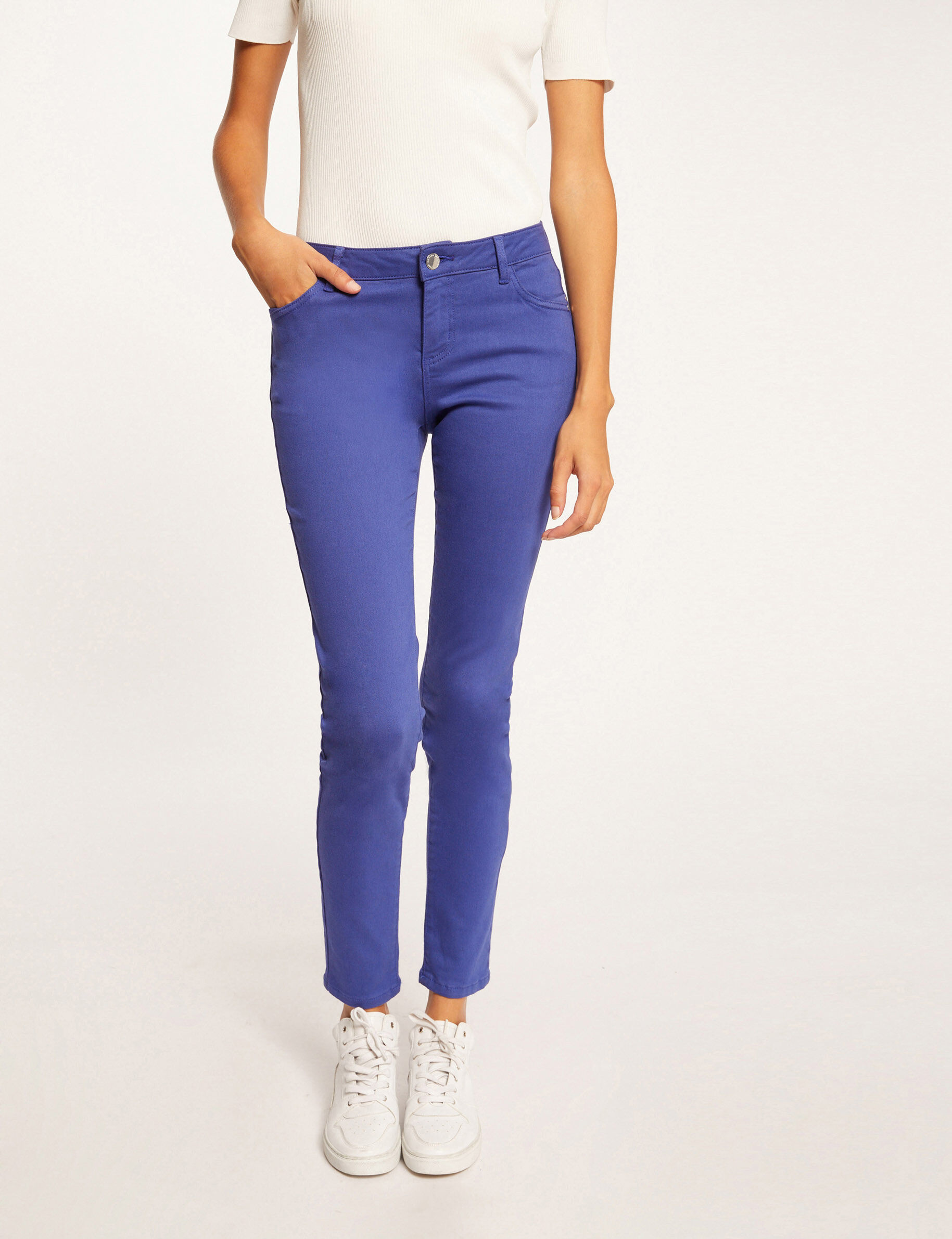Pantalon skinny taille basse violet femme - violet