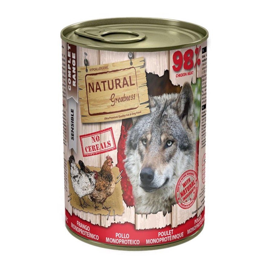 Natural Greatness Único Proteína Frango em Lata para Cães
