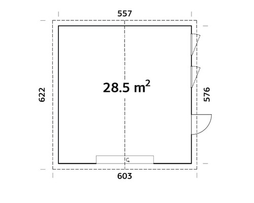 Nordic+ Andre garage, 28,5 m², inclusief sectionaaldeur 603 x 622 cm, natuurlijke afwerking.
