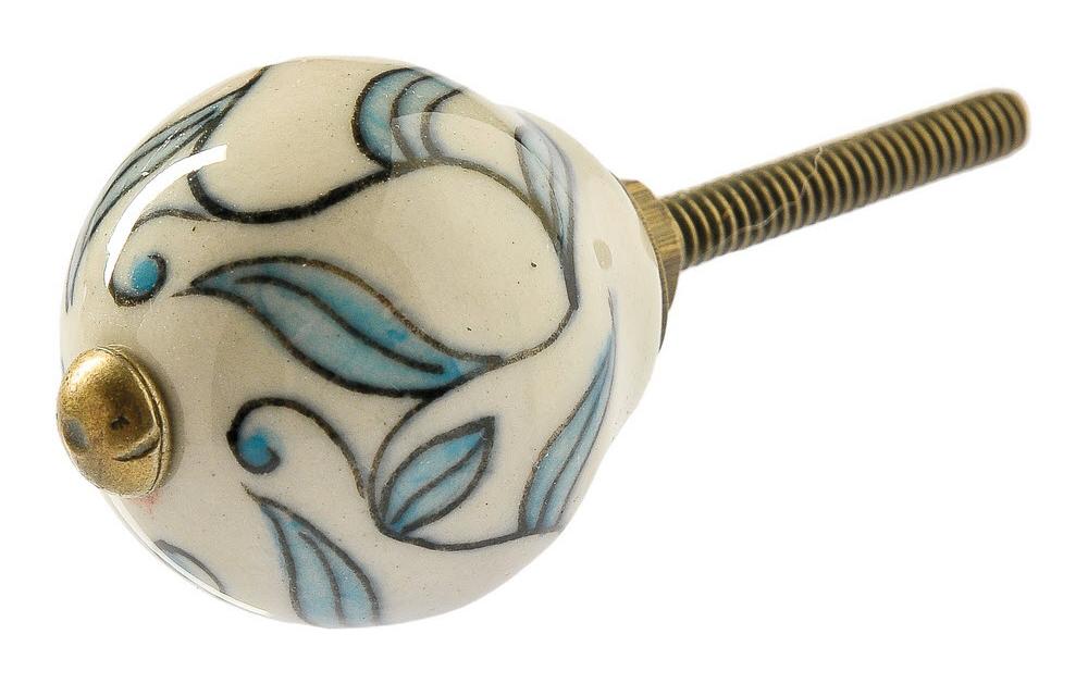 Möbelgriff handgemacht, Ø 3 cm, Weiss/GoldMöbelknauf mit Muster