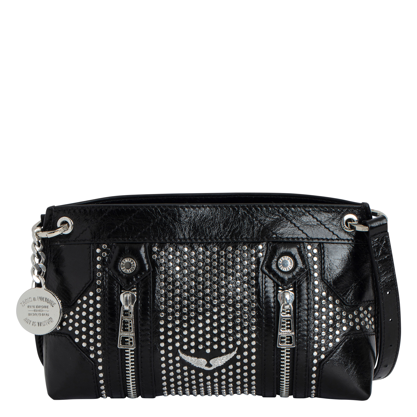 SUNNY MOOD - Sac bandoulière en cuir vernis | Noir