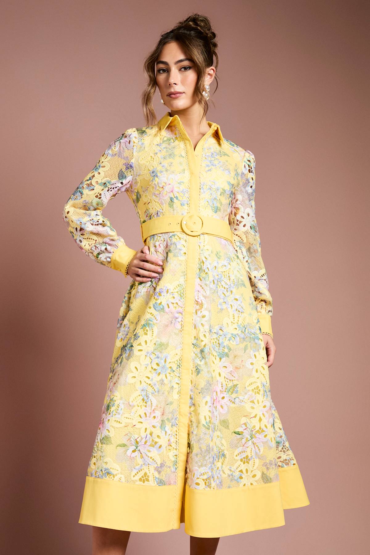 Coast Robe Chemise Imprimée à Dentelle Ajourée